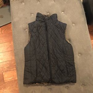 Reversible black Quilted and Faux Fur Vest